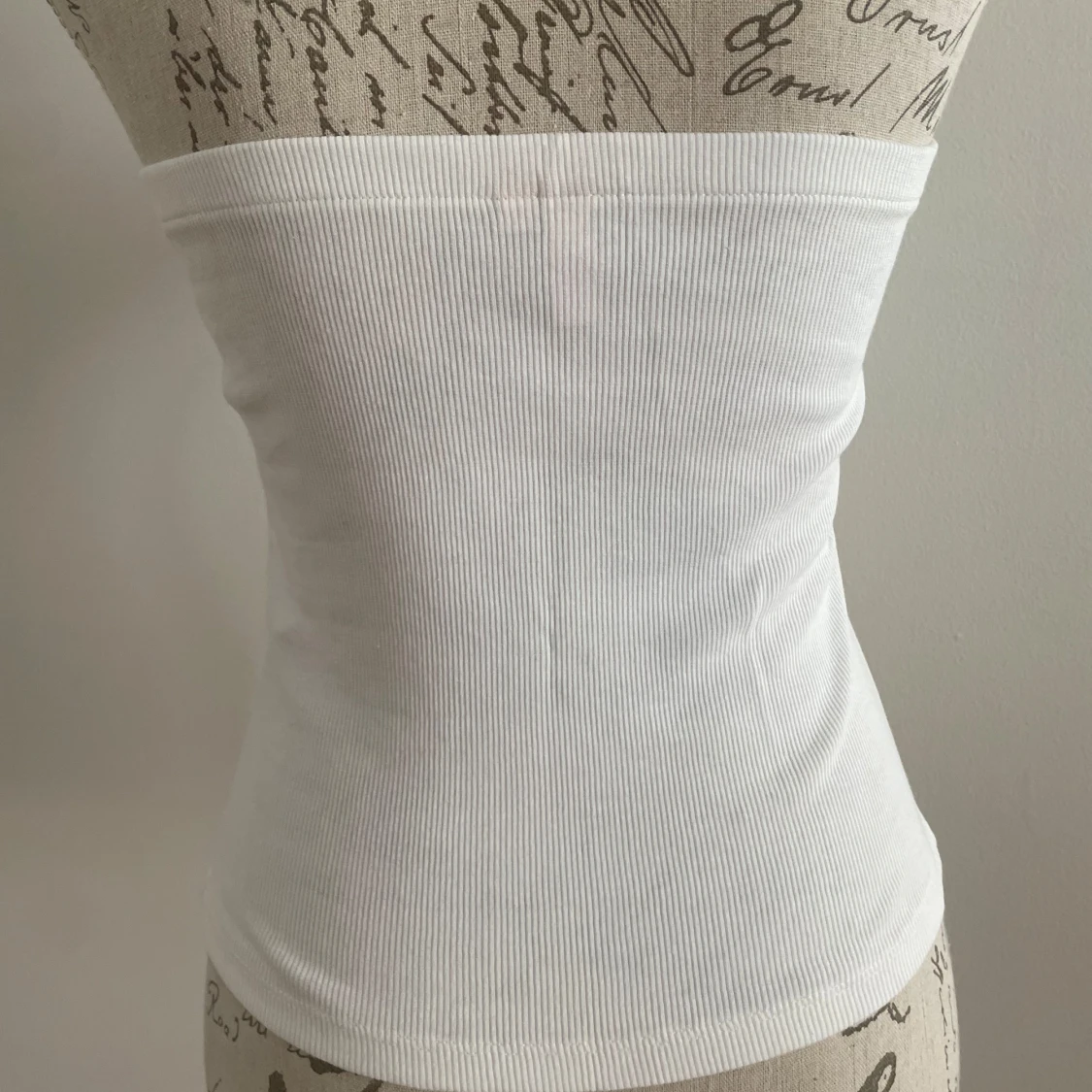 Vit ribbad bandeau tubtopp - 2