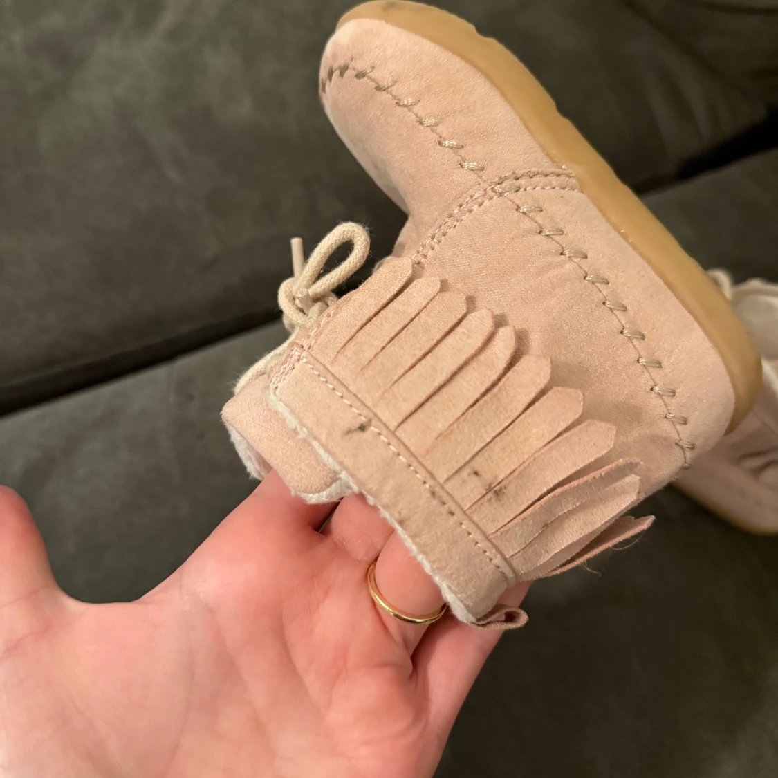 Beiga mockaboots med fransar, strl 20 - 2