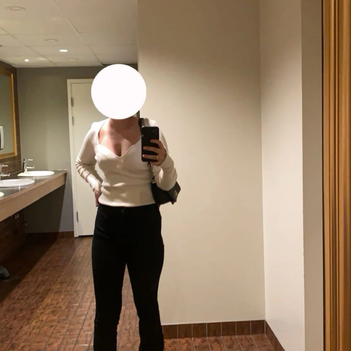 Vit ribbad långärmad topp H&M - 1