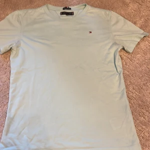 Ljusblå t-shirt från Tommy Hilfiger - Snygg ljusblå t-shirt från Tommy Hilfiger i ekologisk bomull. Klassisk passform med korta ärmar och liten broderad logga på bröstet. Perfekt basic-plagg med stilren look och mjukt material.