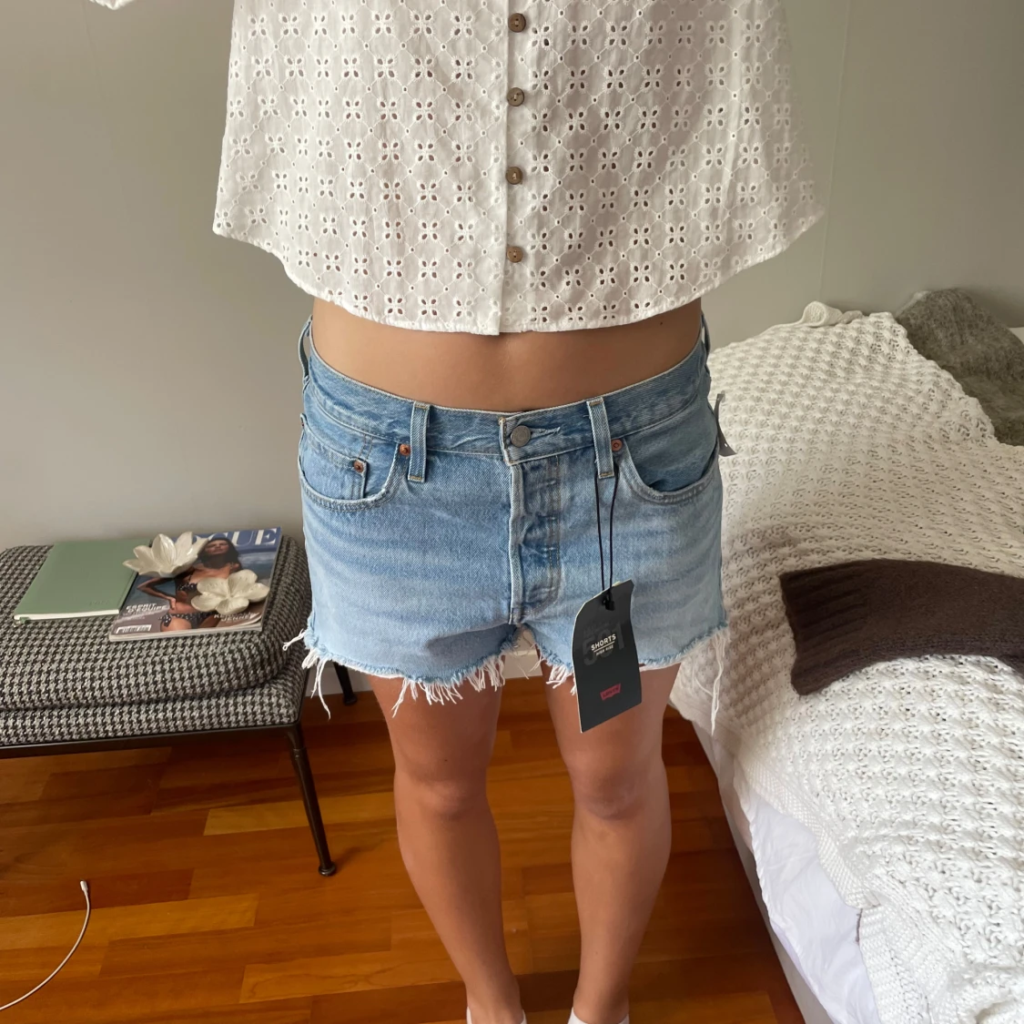 Levi's 501 ljusblå jeansshorts