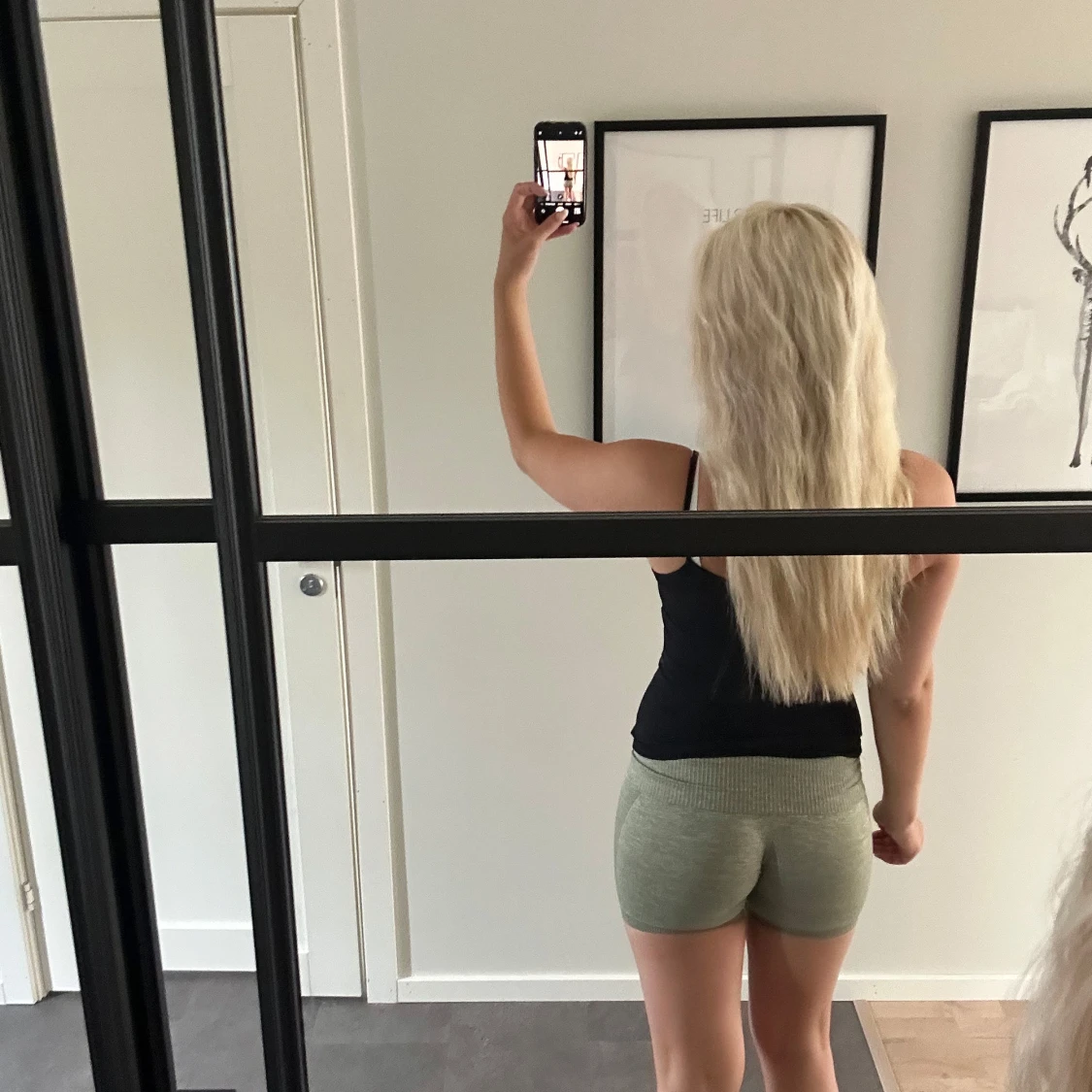 Gröna ribbade träningstights shorts - 1