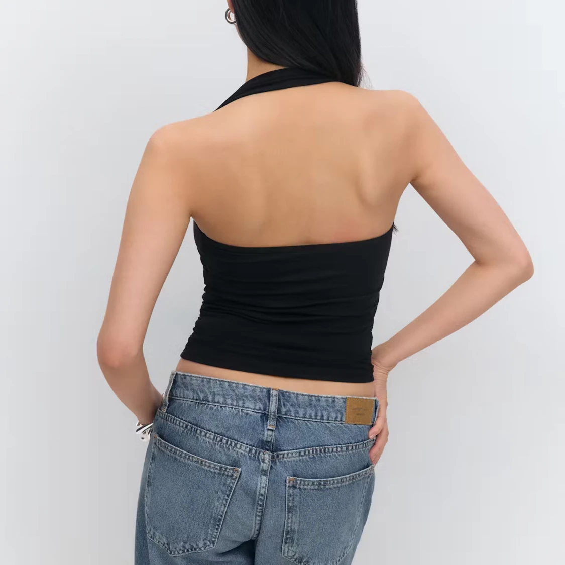 Svart halterneck croppad topp - 1
