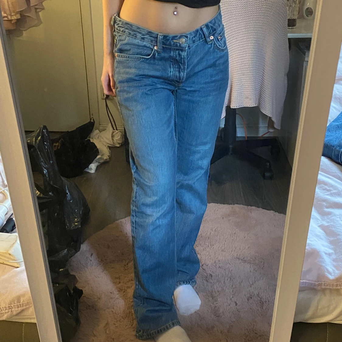 Blå straight jeans  - 1