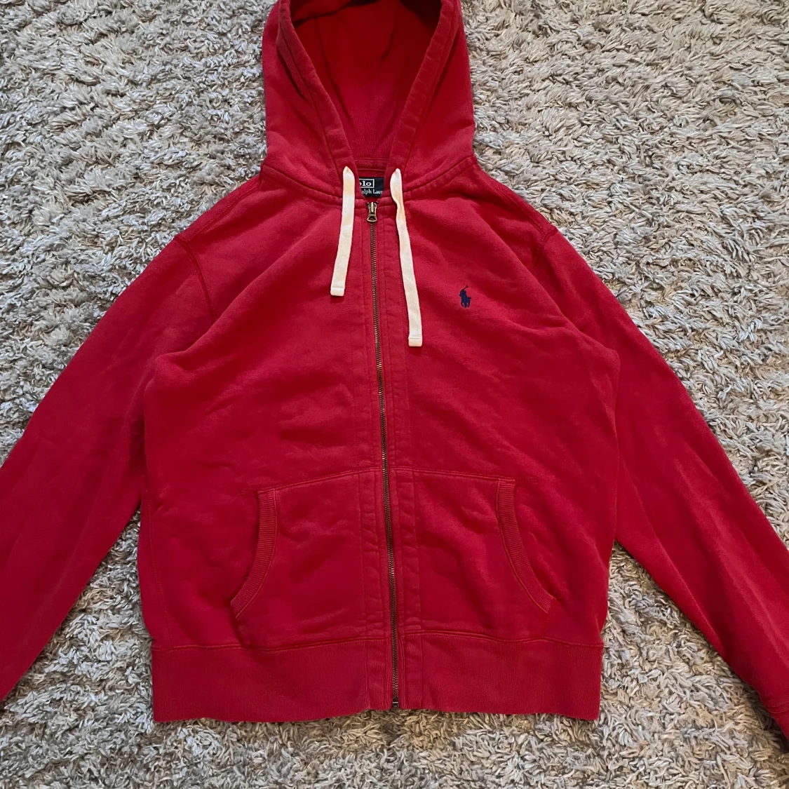 Röd polo Ralph Lauren zip hoodie - M