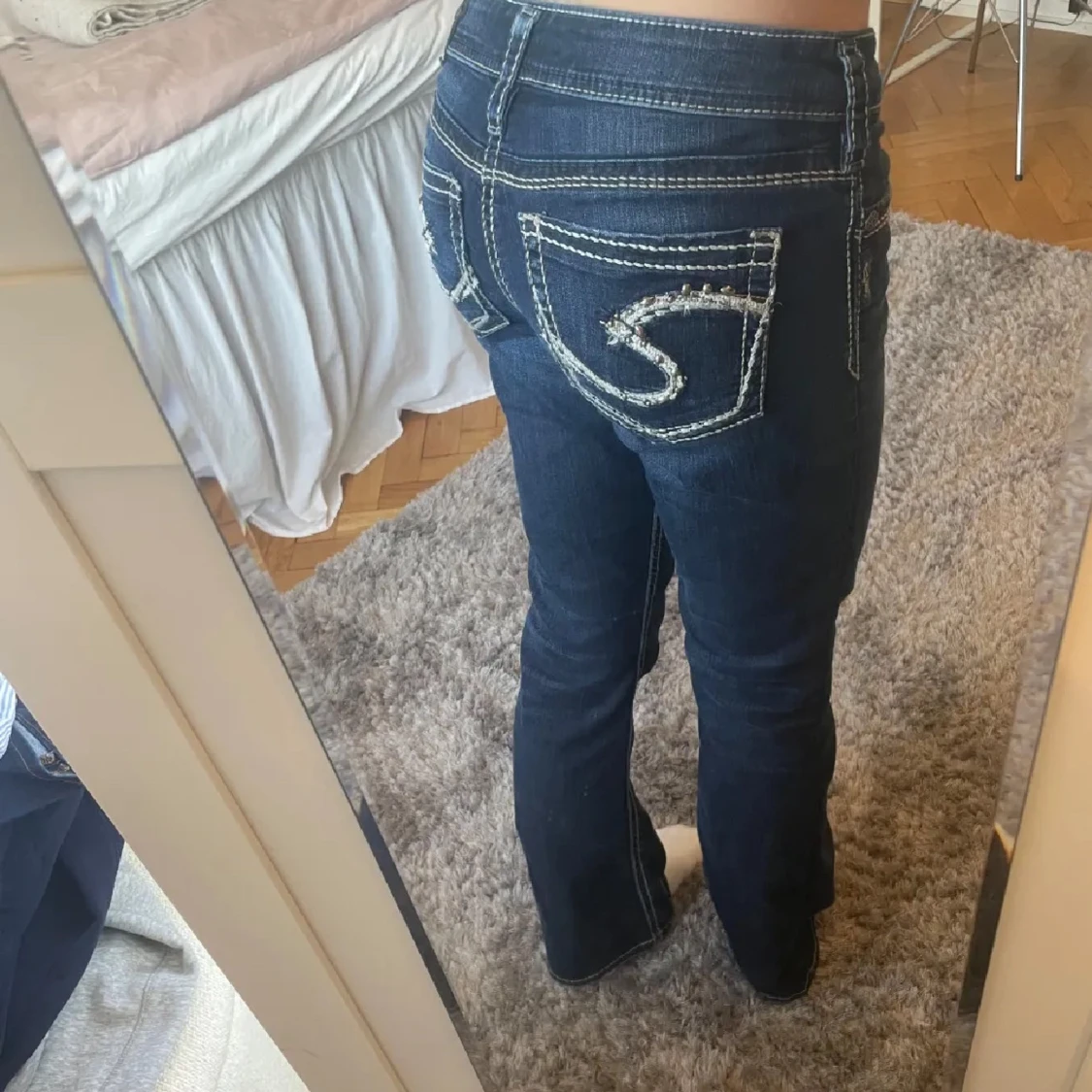 Lågmidjade silver jeans - 1