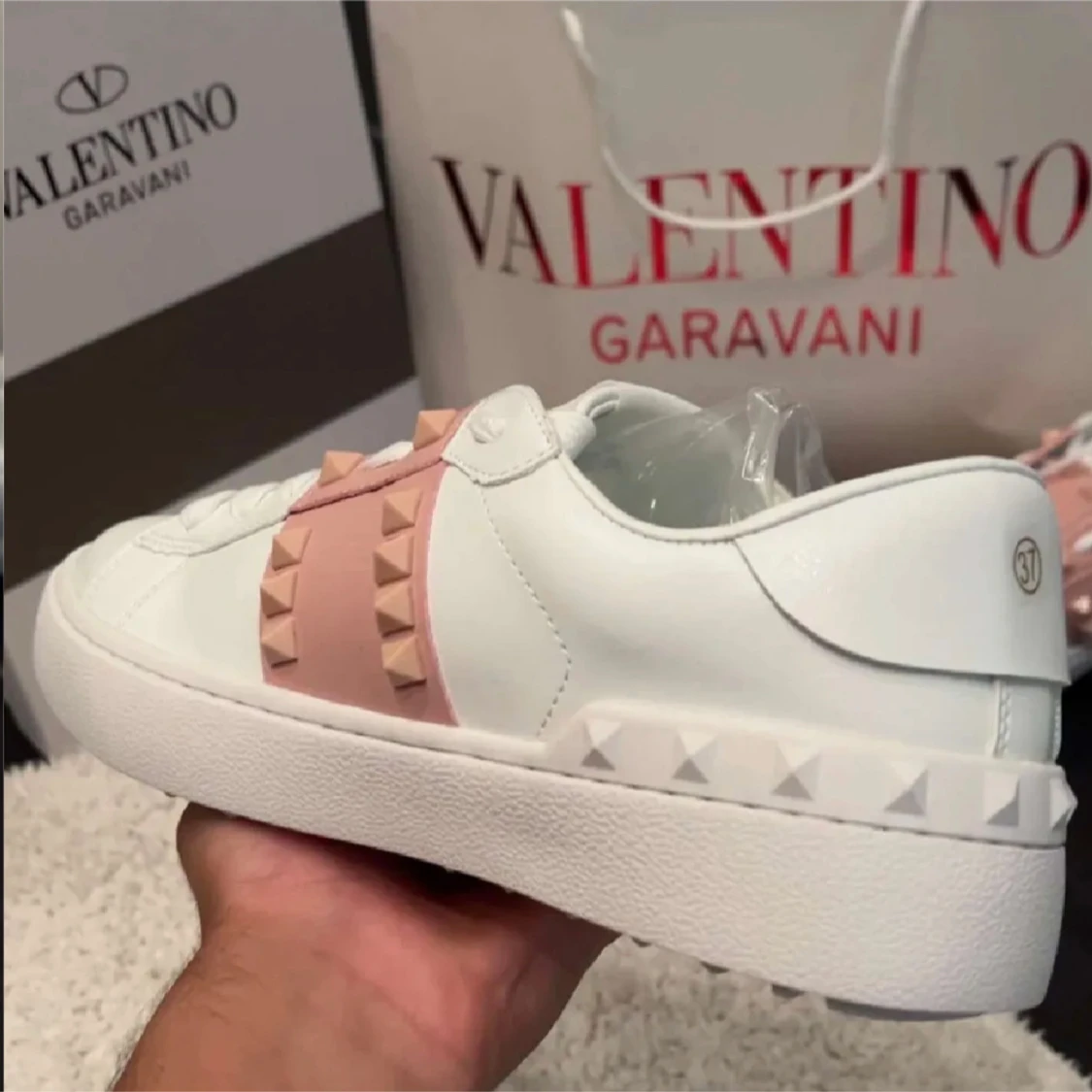Valentino Rockstud sneakers vit/rosa - 3