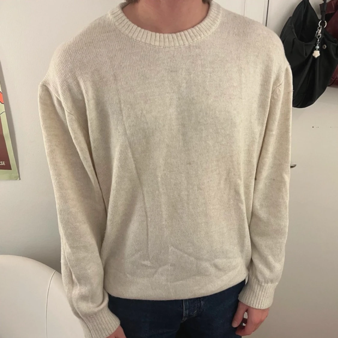 stickad h&m beige tröja - 2