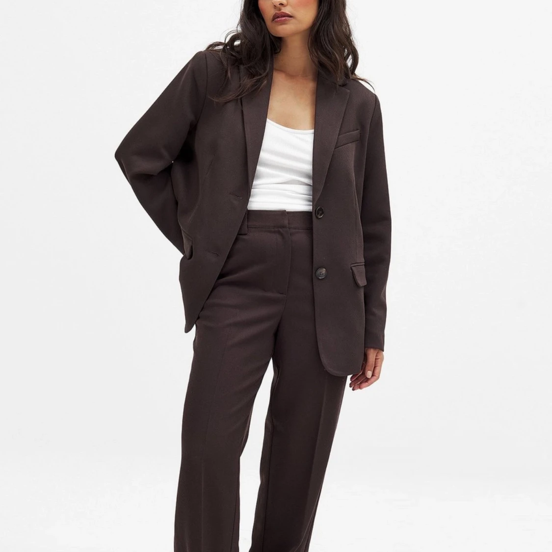 Brunt kostymset i twill - 2