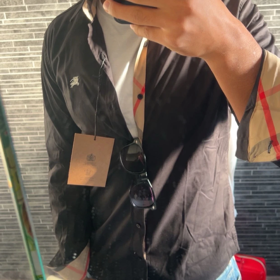 Burberry skjorta med rutig detalj - 2