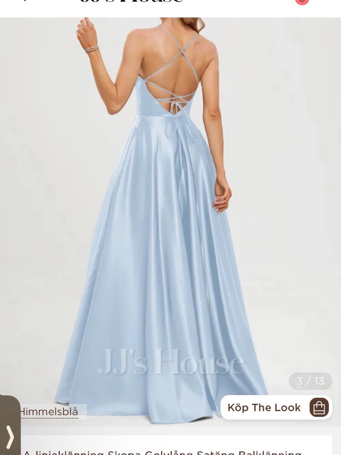Ljusblå långklänning i satin