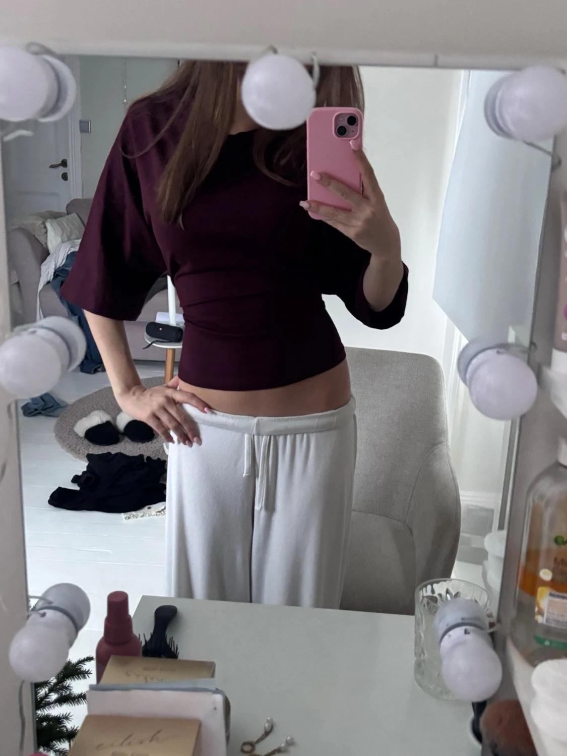 Vinröd omlottopp med knyt i ryggen - 1