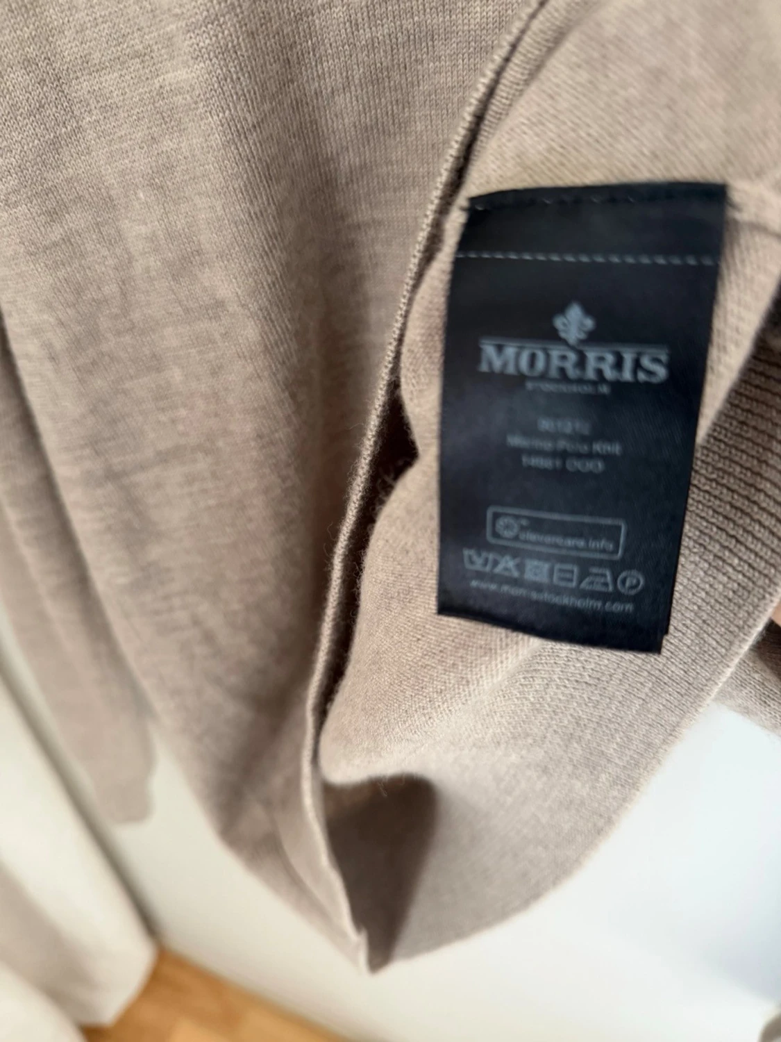 Beige pikétröja i merinoull från Morris - 4