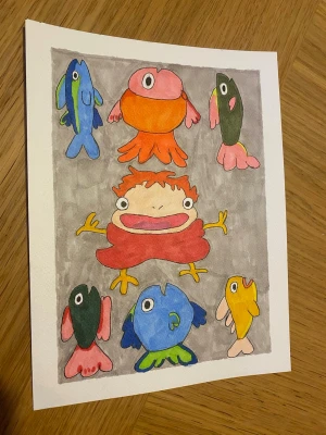 Ponyo ritning  - Målad av mig! Lite mindre än ett A4 papper, kontakta om du vill ha exakta mått. Jag gör även comissions, fråga bara:3 