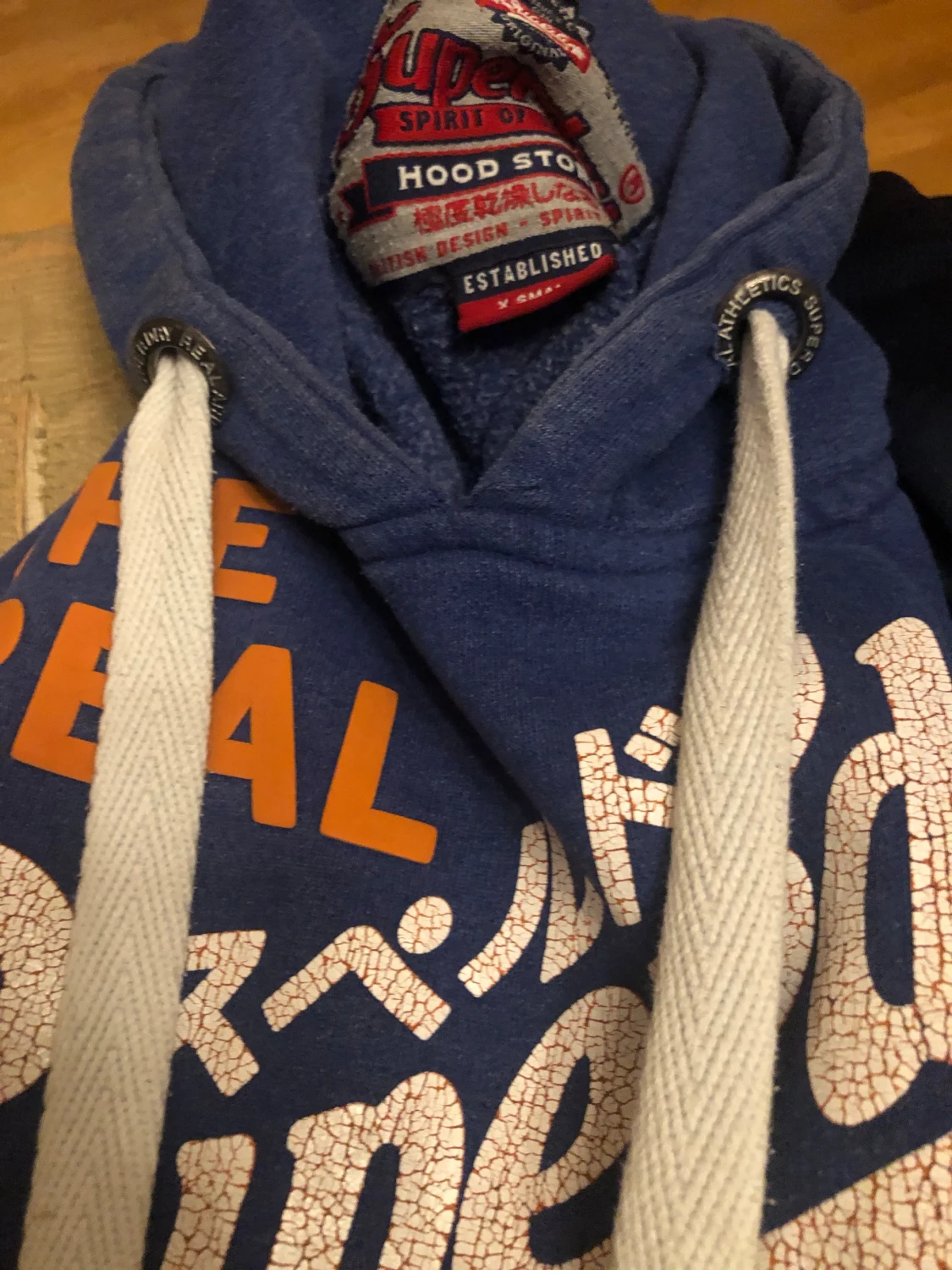 Blå Superdry hoodie med tryck XS - 2
