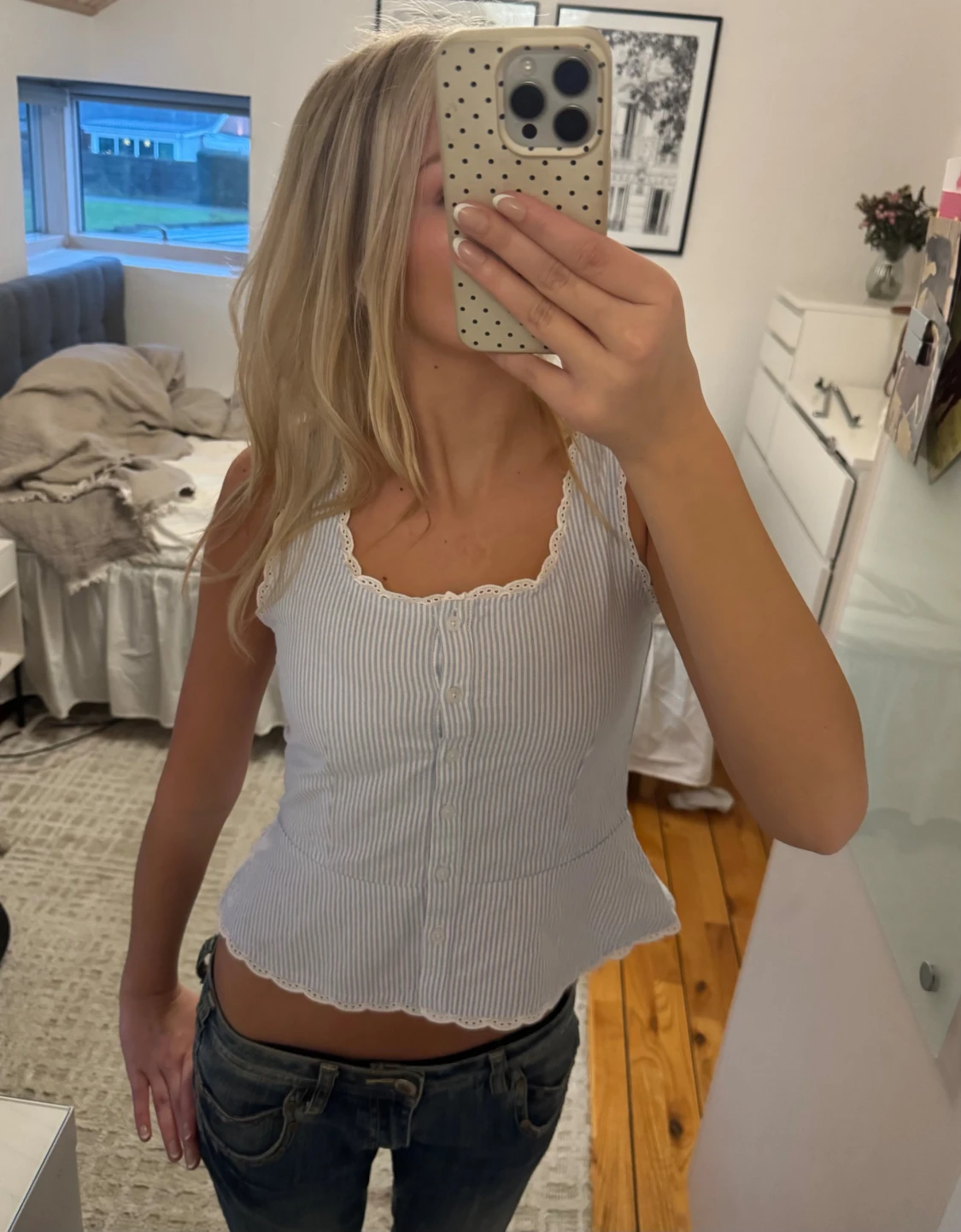 Blåvit randig linnetopp från Brandy Melville