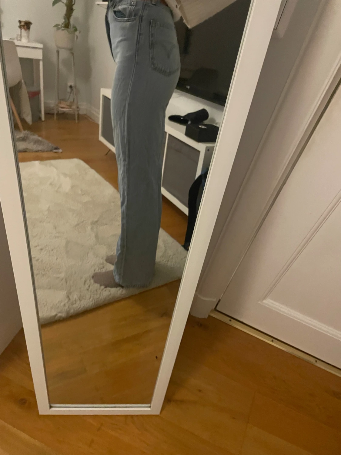 Ljusblå raka jeans med hög midja - 1