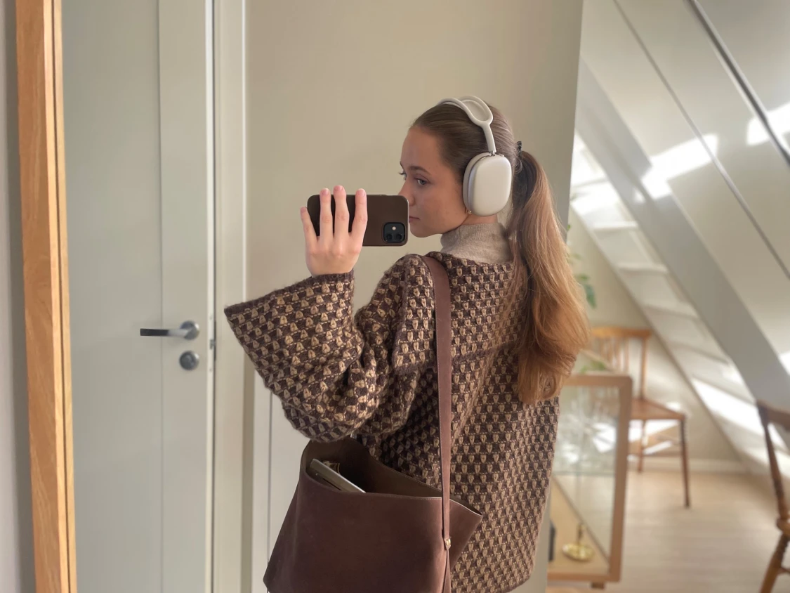 Brun rutig kofta med vida ärmar - 2