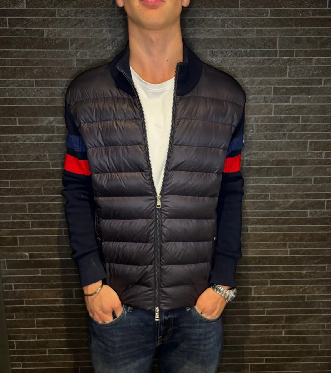 Moncler pufferjacka med stickade ärmar - 2