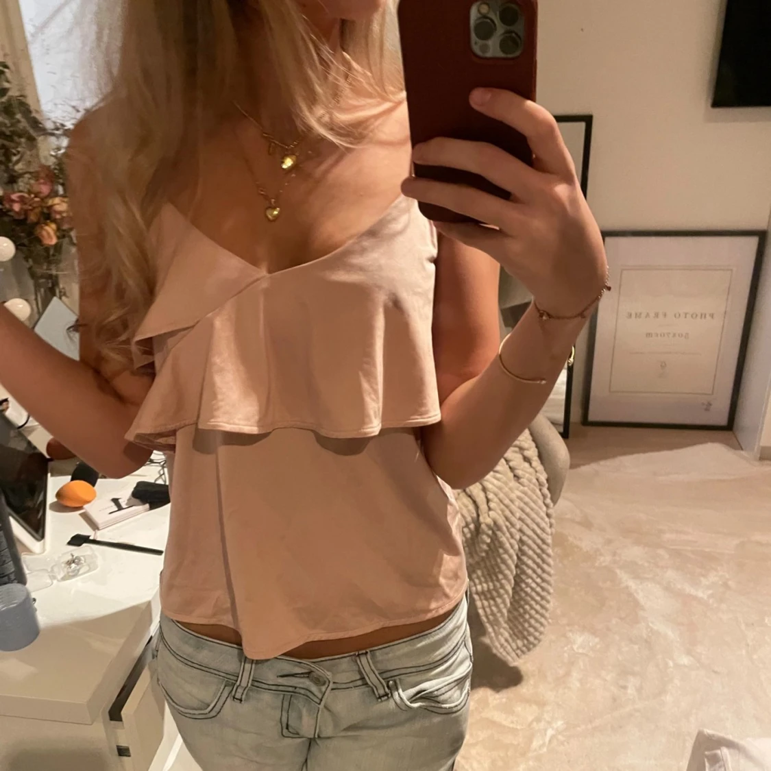 Ljusrosa volangtopp - 1