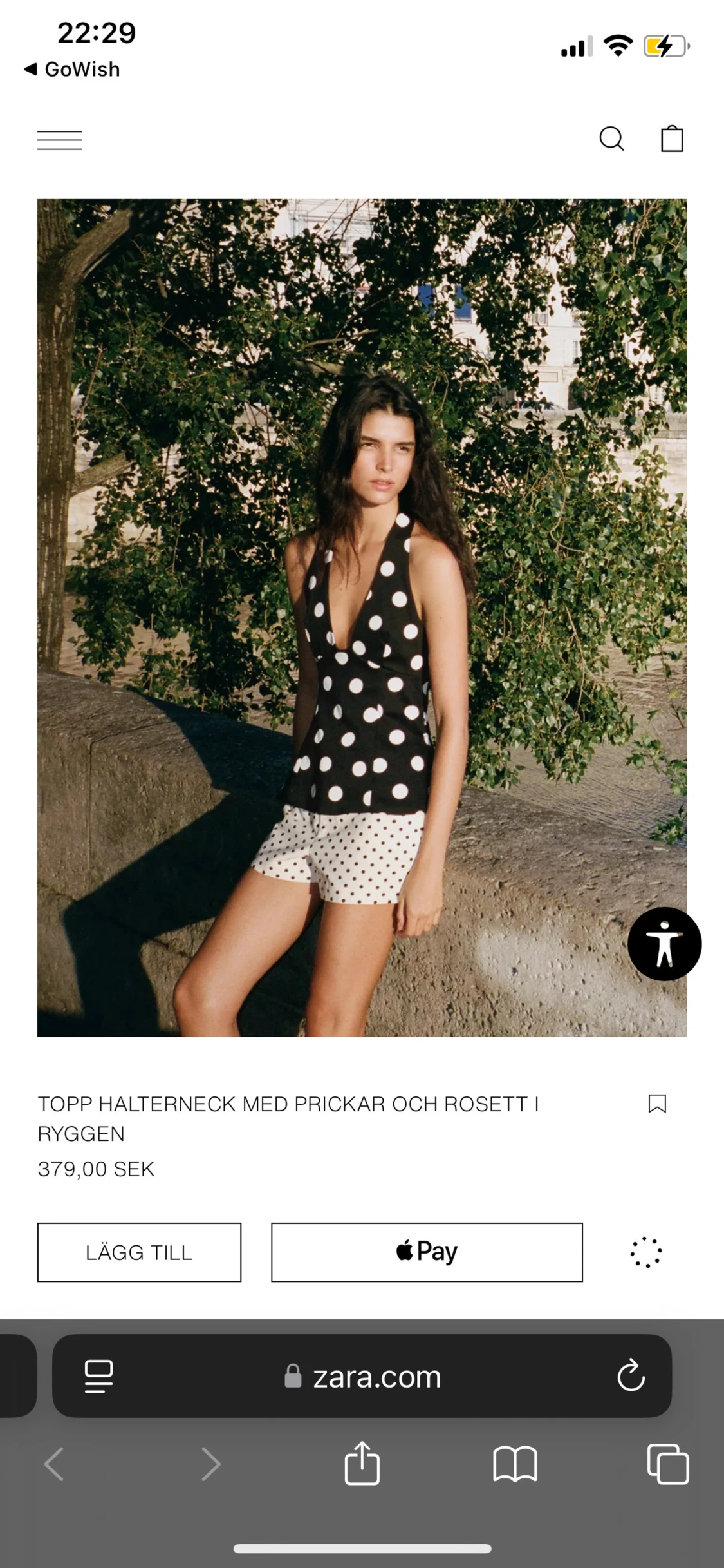 SÖKER!!! Svart halterneck topp med vita prickar från Zara