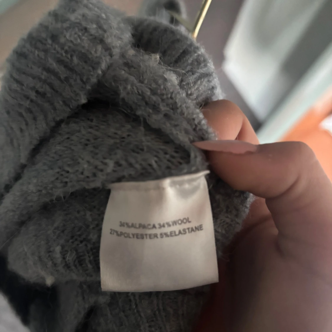 Ljusblå stickad tröja i alpackaull - 2