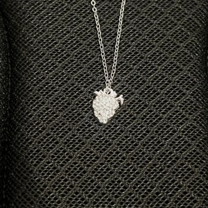 Radiant Heart Necklace - Elegant unisex-halsband med ett litet hjärta (1 cm) täckt av sparkling stones. 50 cm kedja i rostfritt stål