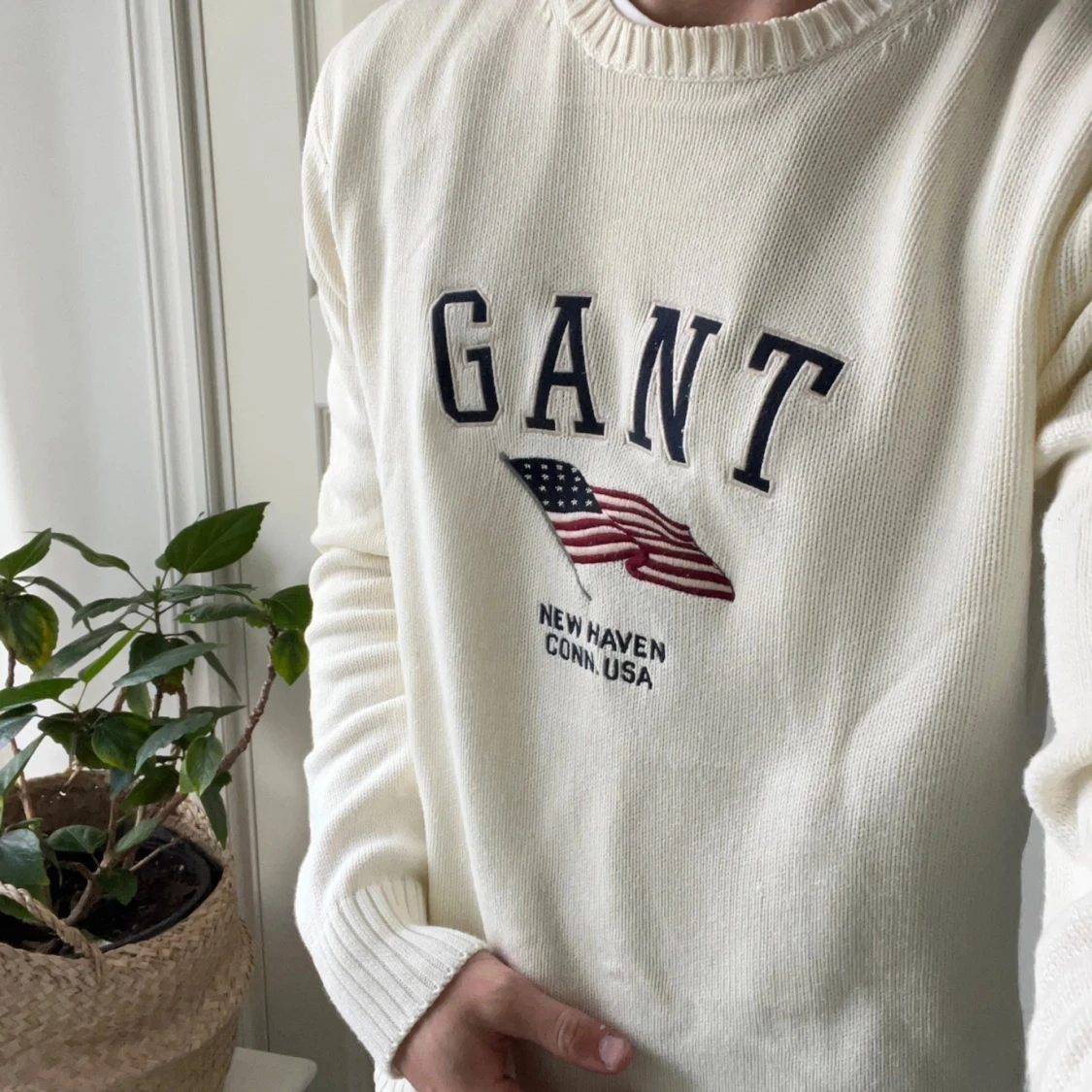 Gant tröja vit/ beige i storlek M - 2