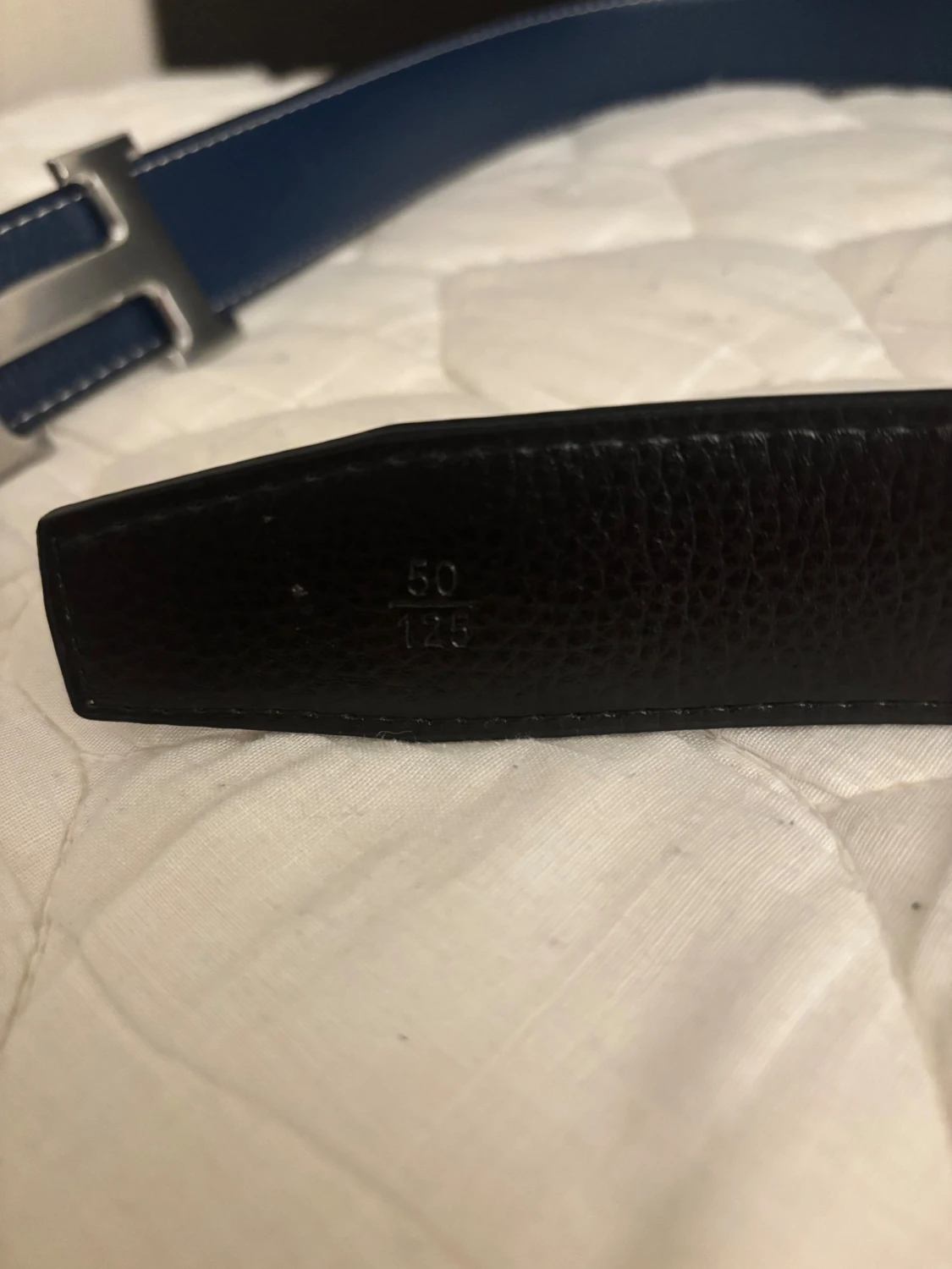 Blått läder bälte med silver spänne - 2