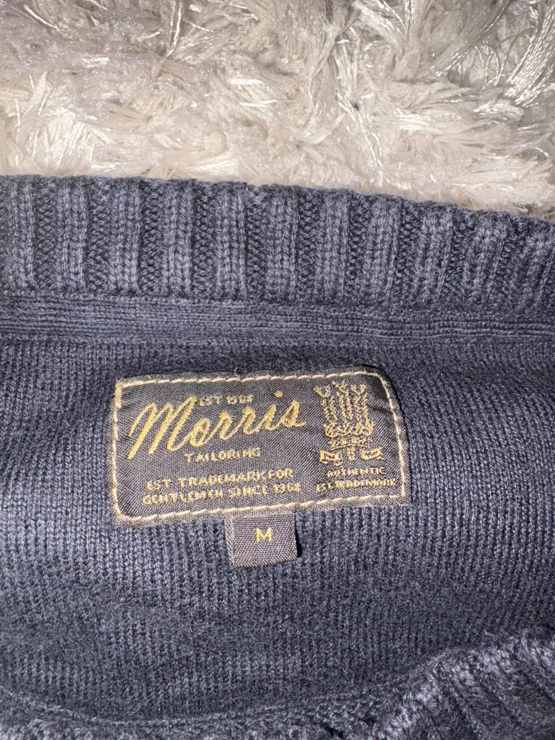 Mörkblå stickad tröja Morris M - 1