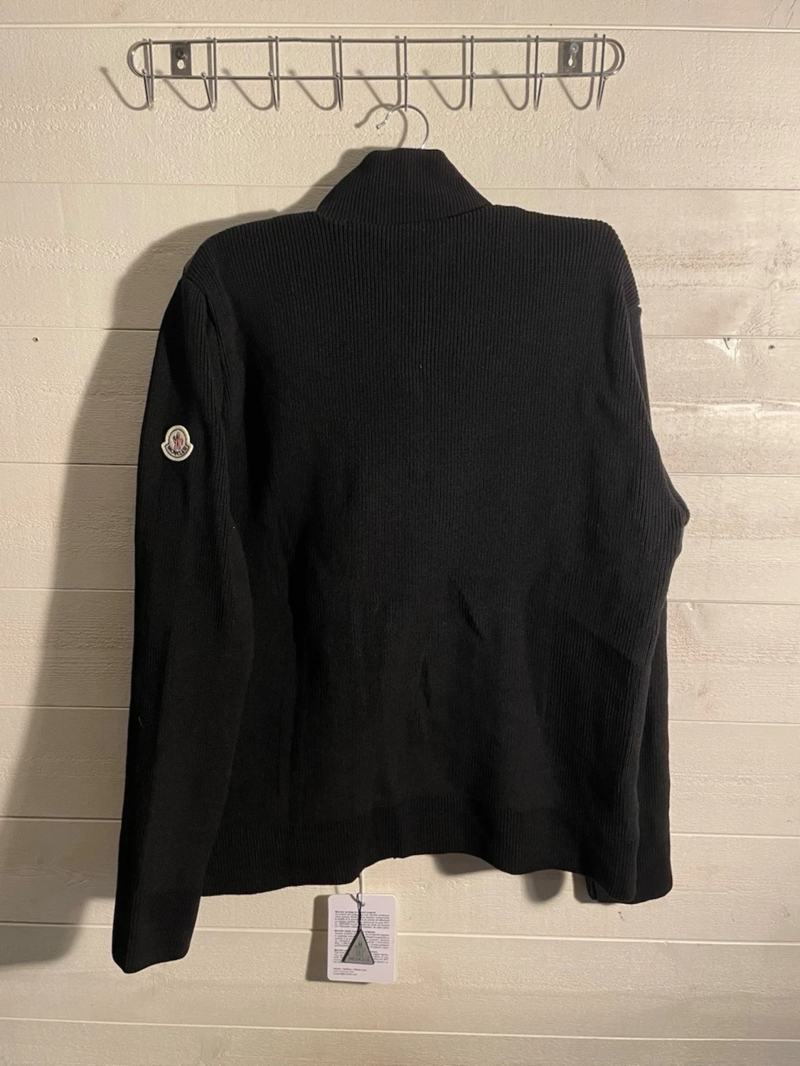 Svart Moncler pufferjacka med stickade ärmar - 1