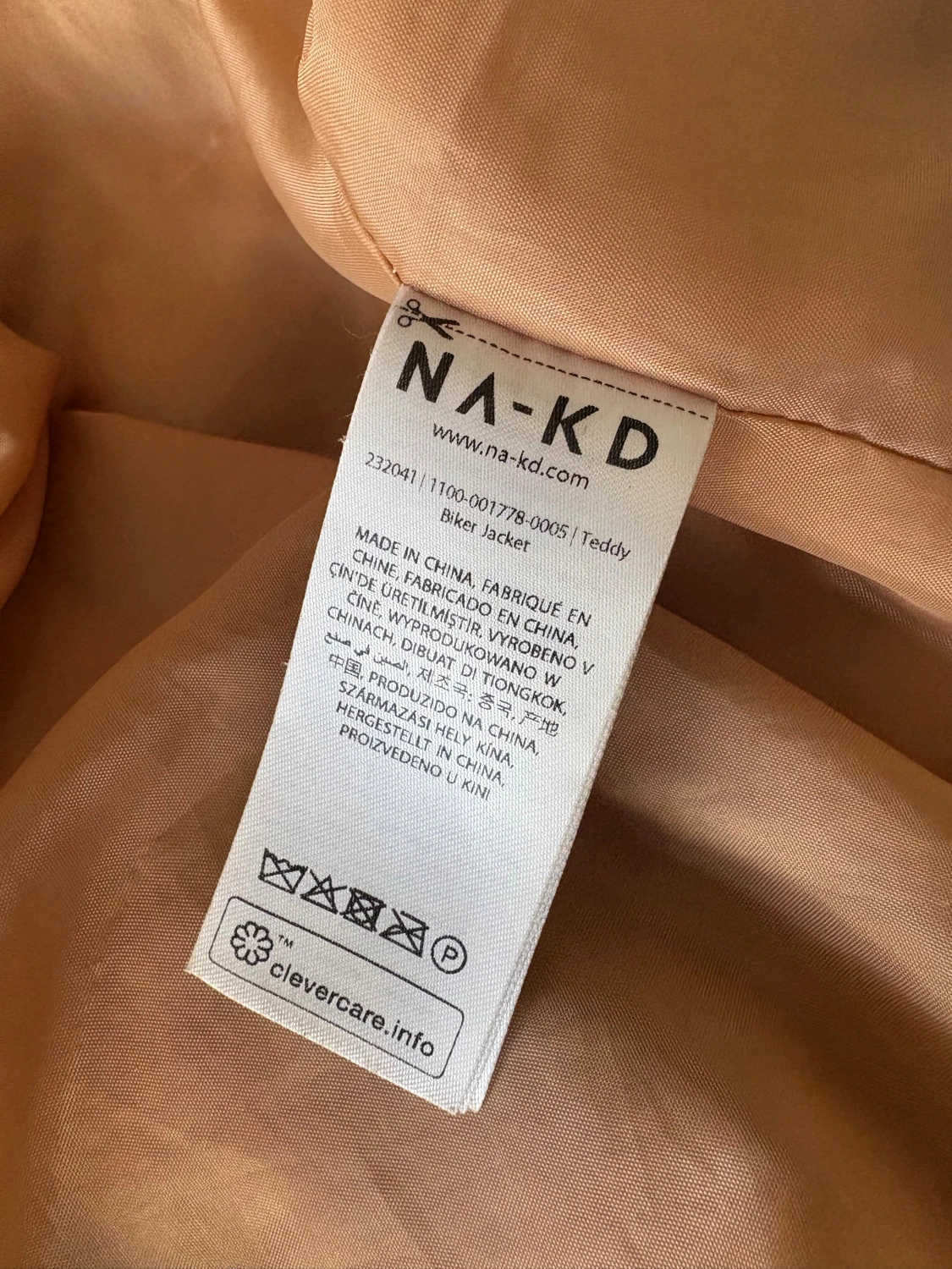 Beige oversized teddyjacka med dragkedjor NA-KD stl.L - 5