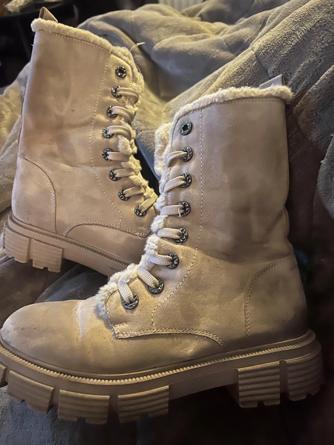 Beige mockaboots med foder, storlek 38 - 1