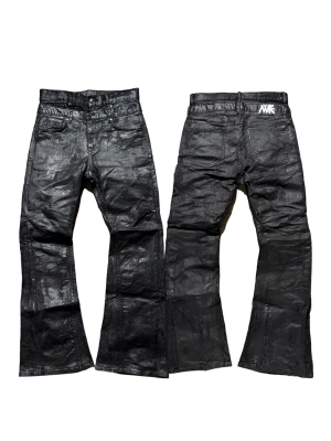 NVR Denim Pair 003 - NVR Denim — Pair [003]  1-of-1 denim. Handmade in Stockholm from reclaimed materials. No restocks. No repeats. Available on Vinted & Plick, or via Instagram DMs.  Fit: Slim, Flare Price: 1200kr/~120$  Measurements Waist (A): 39cm Thigh (B): 22 cm Leg Opening (C): 24cm Inseam (D): 74cm Outseam (E): 106cm