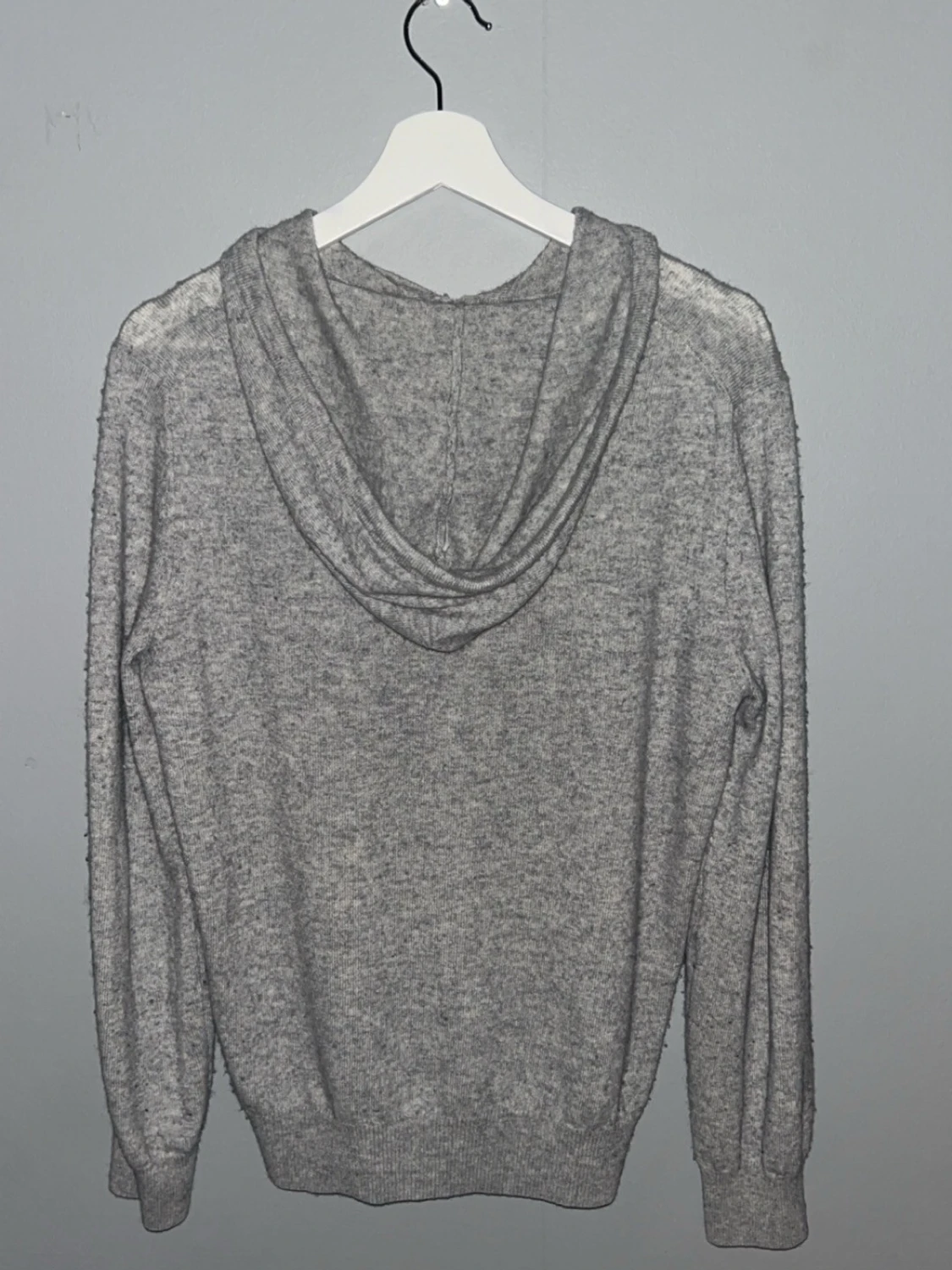 Grå Kashmir hoodie med huva - 2