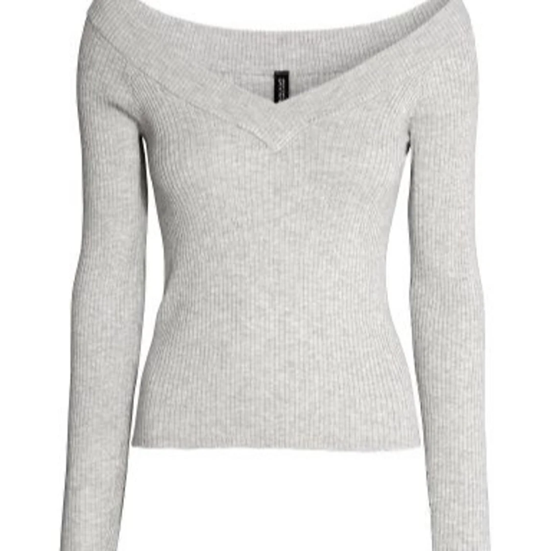 Grå ribbad offshoulder topp