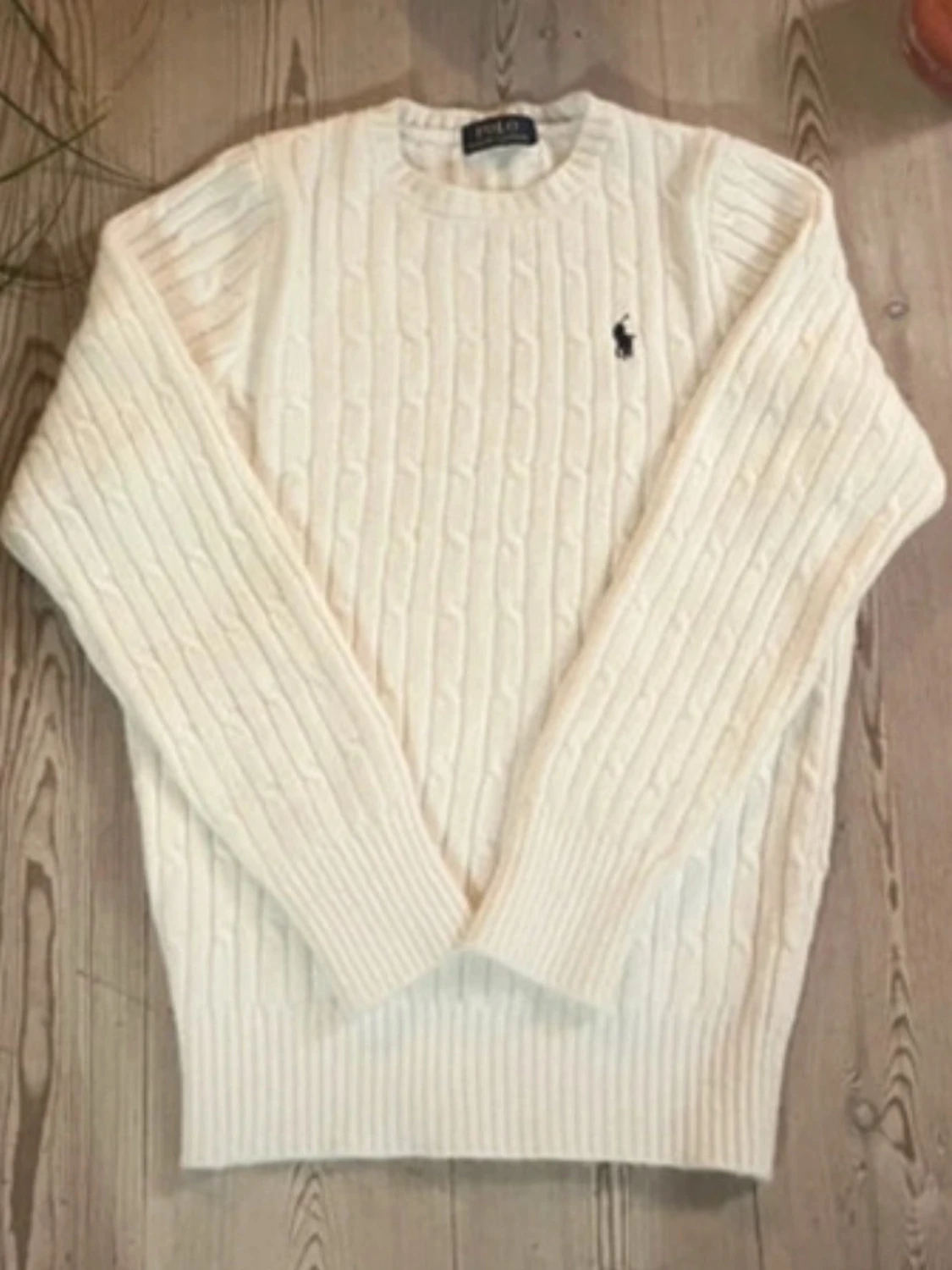 Vit kabelstickad tröja från Polo Ralph Lauren