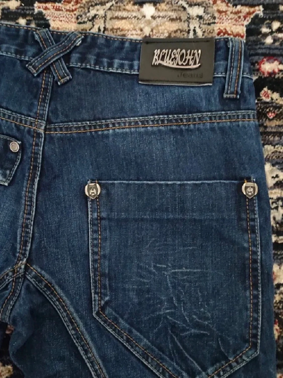 Blå baggy jeans med fickdetaljer - 2