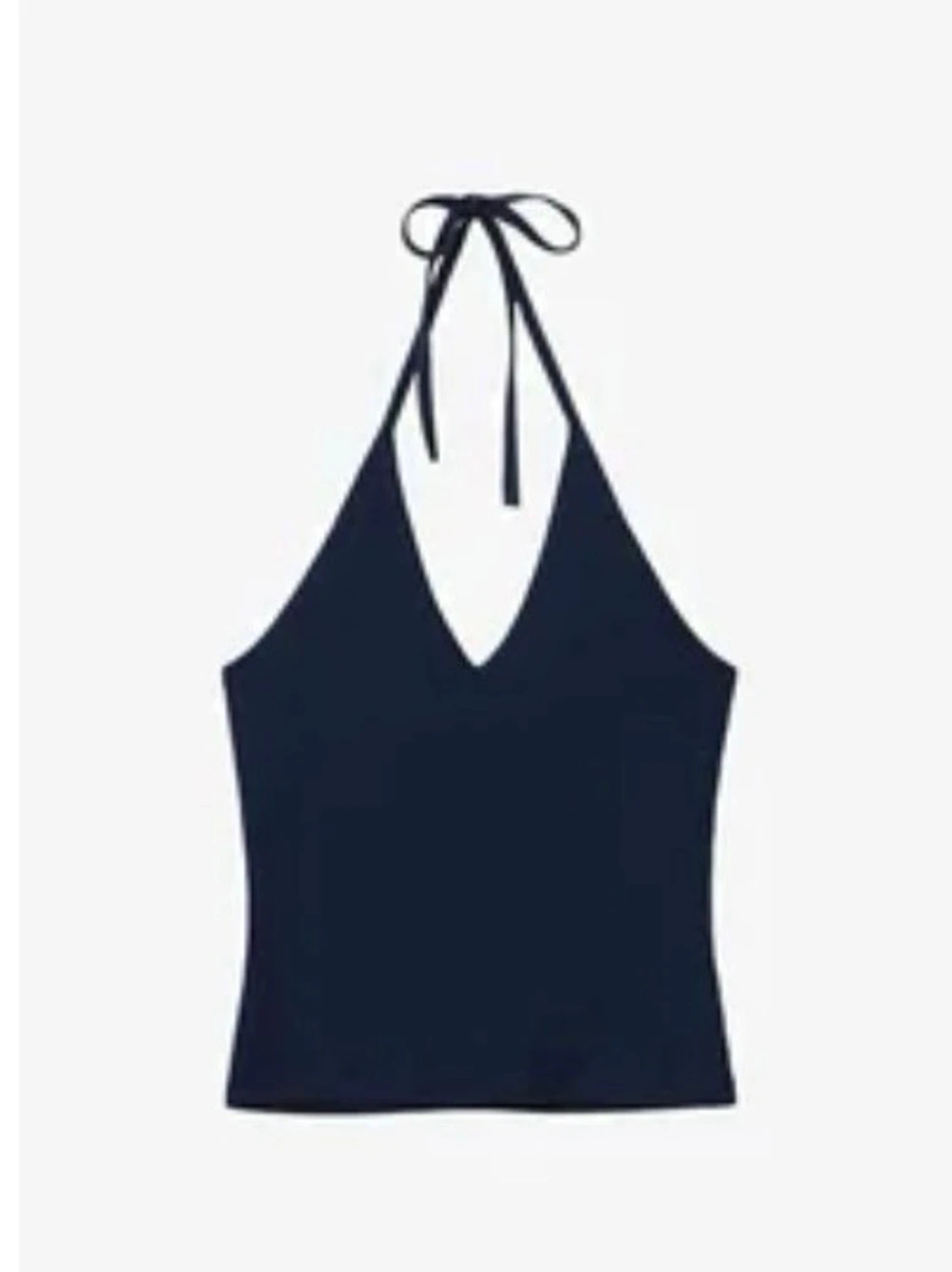 Mörkblå halterneck topp Stradivarius