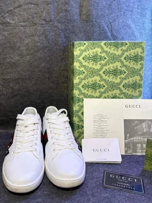 Gucci ace skor snake - Säljer ett par Gucci ace snake i storlek 42, dessa skor är använda ett par gånger men fortfarande i toppskick! 9/10. Allt på den första bilden kommer med! 4 styckna par inne just nu!