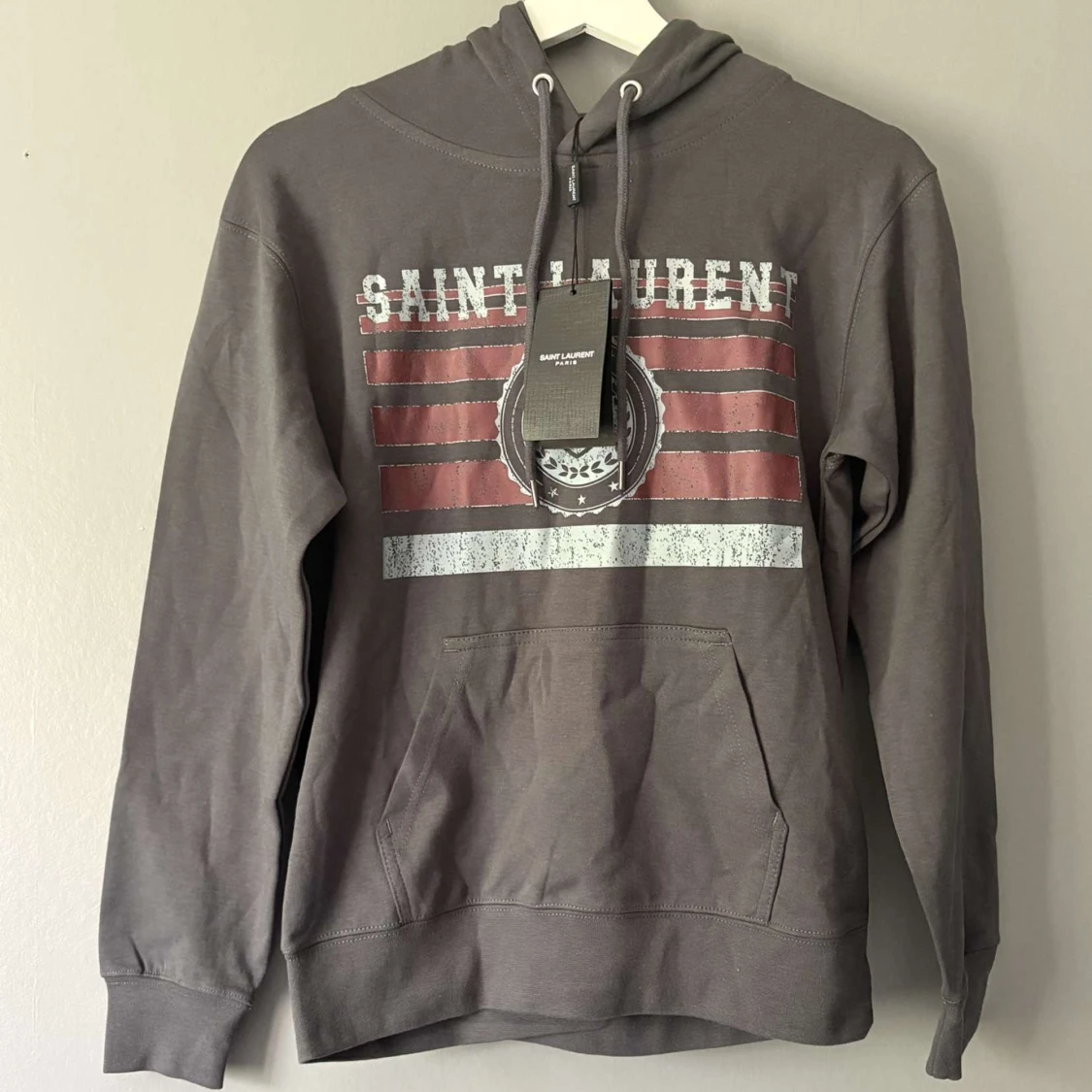 Grå Saint Laurent hoodie med tryck - 1