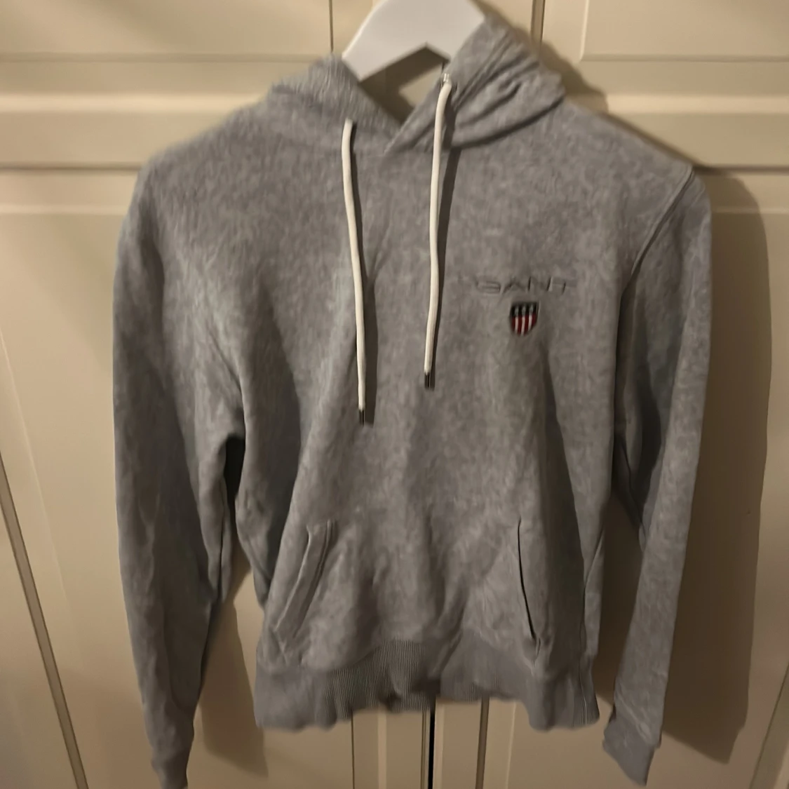 Grå hoodie från Gant med broderad logga