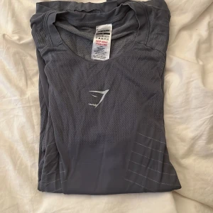 Grå Gymshark träningströja M - Säljer en grå kortärmad träningströja från Gymshark i storlek M. Tröjan är tillverkad i ett lätt och ventilerande syntetmaterial med meshpaneler och har Gymsharks logga på bröstet. Perfekt för gymmet eller löprundan. Aldrig använd då den var förstör.