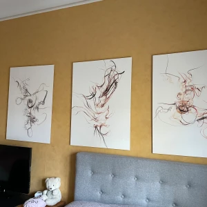 TAVLOR - .Tre stycken (hår-) tavlor av konstnären / fotografen och frisören Ola Lewitschnik   Säljer dem för 300 kronor styck eller 800 kronor för alla tre Finns  i Stockholm /  Hornstull 