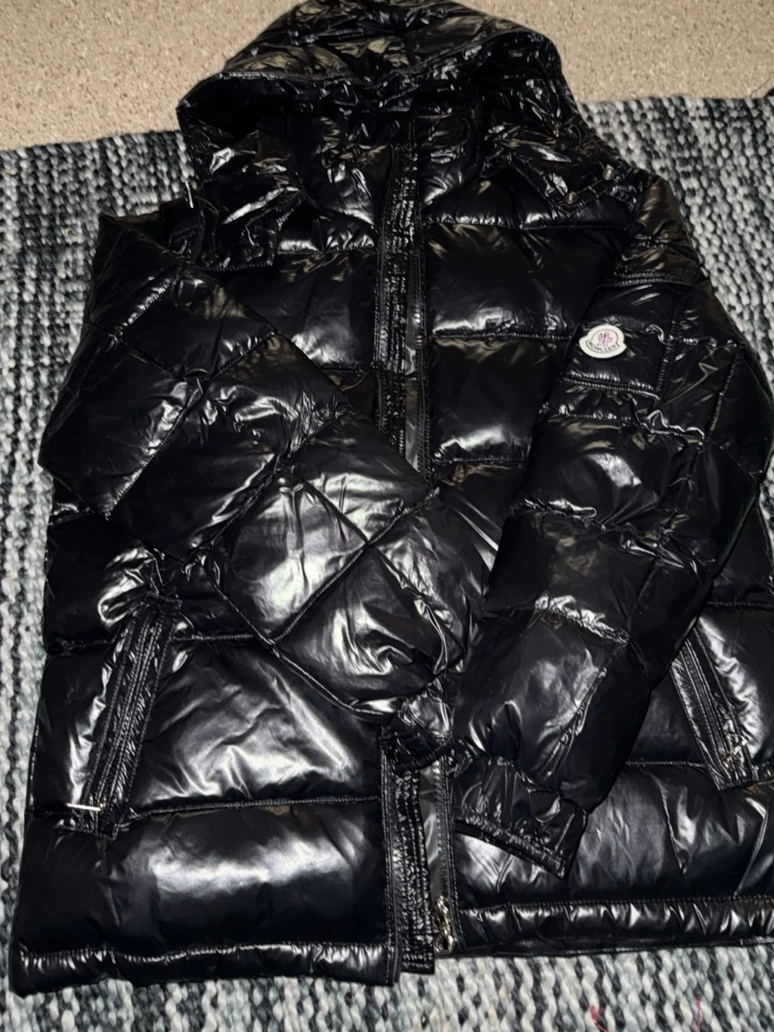 Svart Maja Moncler pufferjacka med huva - 1