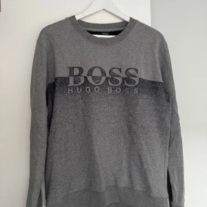 Grå sweatshirt från Hugo Boss - Snygg grå sweatshirt från Hugo Boss med stor logga framtill. Tröjan har rund halsringning, långa ärmar och en cool mörkare detalj över bröstet. Perfekt för dig som gillar stilrena och trendiga plagg med premiumkänsla.