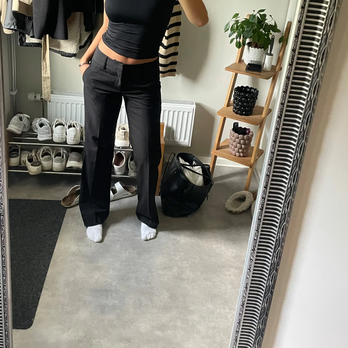 Svarta kostymbyxor med rak passform - 2