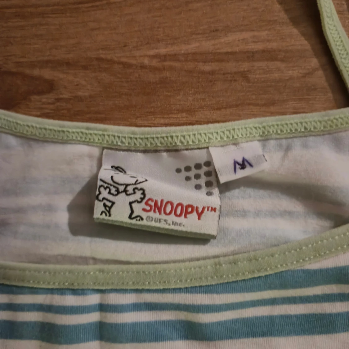 Randig Snoopy linnetopp i blått och vitt - 1