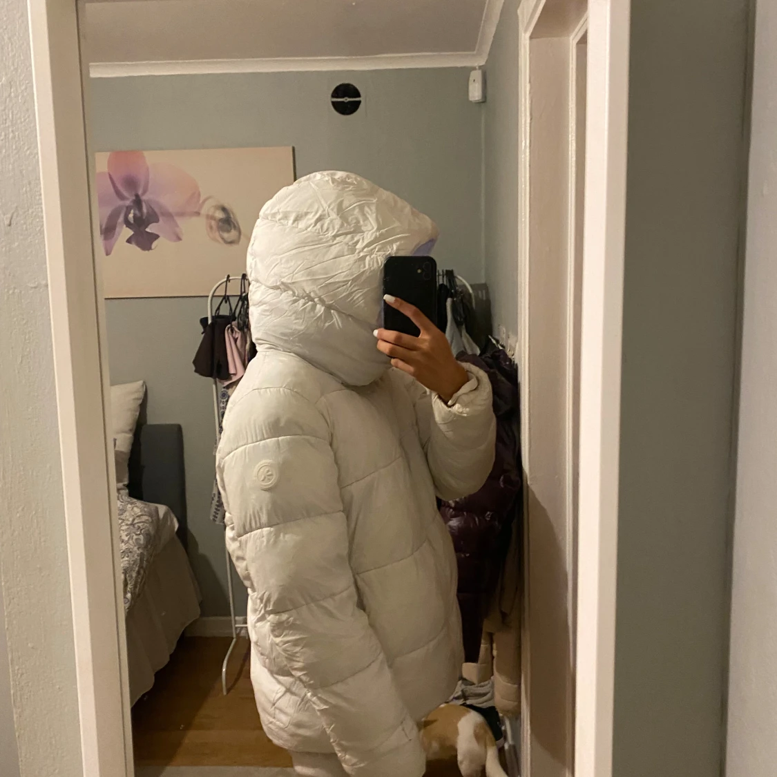 Vit pufferjacka med huva - 3