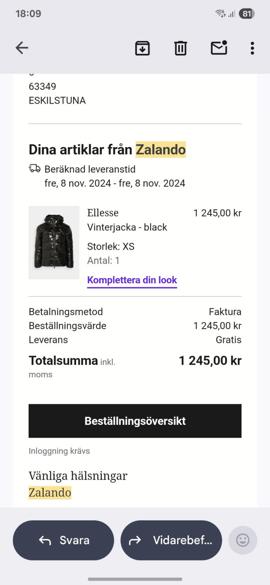 Svart pufferjacka från Ellesse XS - 2